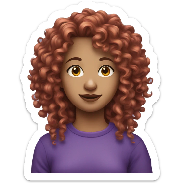 European, purple curly hair, woman, teenager, nose ring. sticker