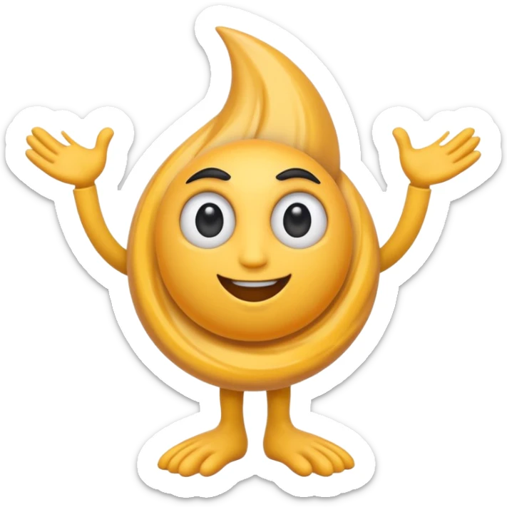clean emoji-style cyclone with cartoonish eyes and black limbs, arms and legs, professional branding design sticker