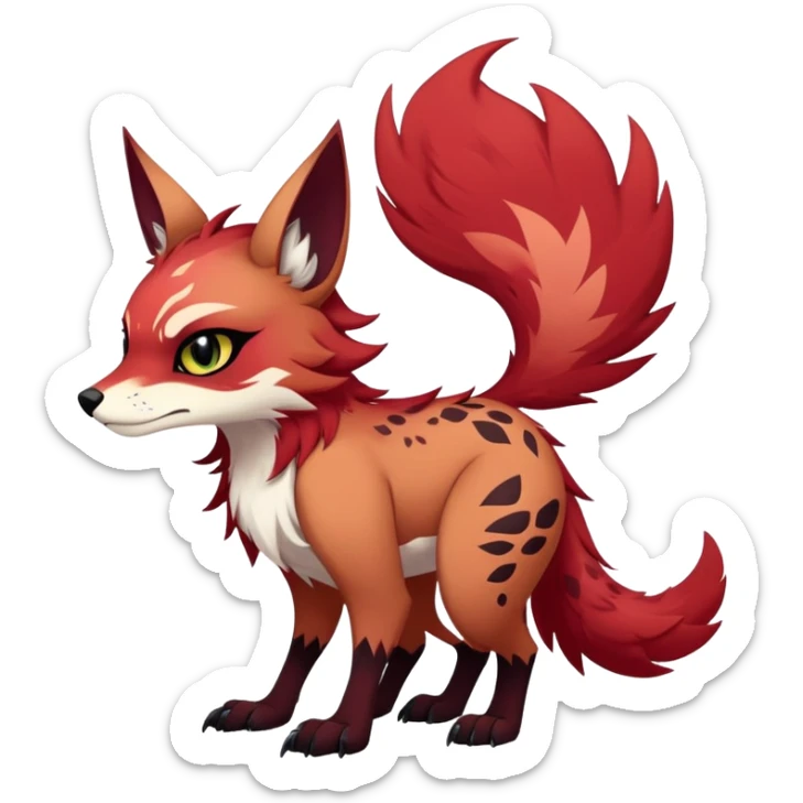 edgy badass cool Falvie-Fionbri-creature-fursona, full body, with random markings sticker