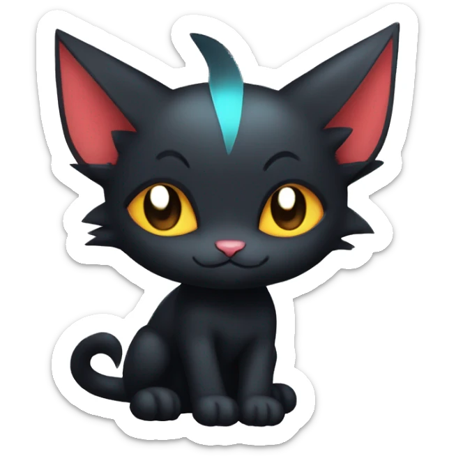 Cool Cute Edgy Black Dark Chibi Cat-Noibat-Noivern-Litten-Fakémon-hybrid sticker