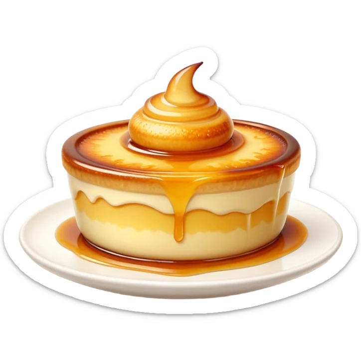 Cinematic Realistic Cr√®me Br√ªl√©e Dessert Emoji, depicted as a rich custard with a perfectly caramelized sugar top rendered with exquisite textures and warm, inviting lighting. sticker