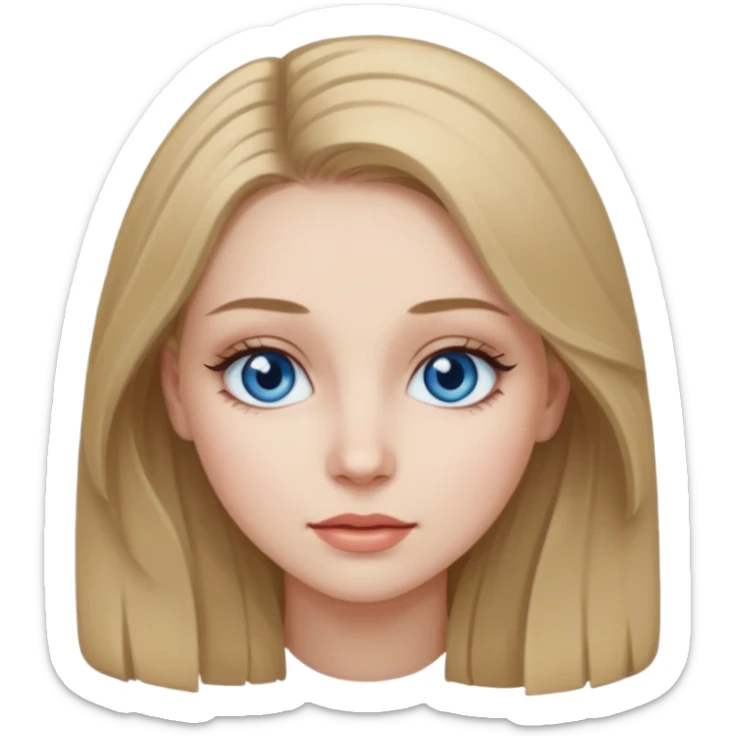 Girl with pale skin dark blonde hair and eye lashes sticker