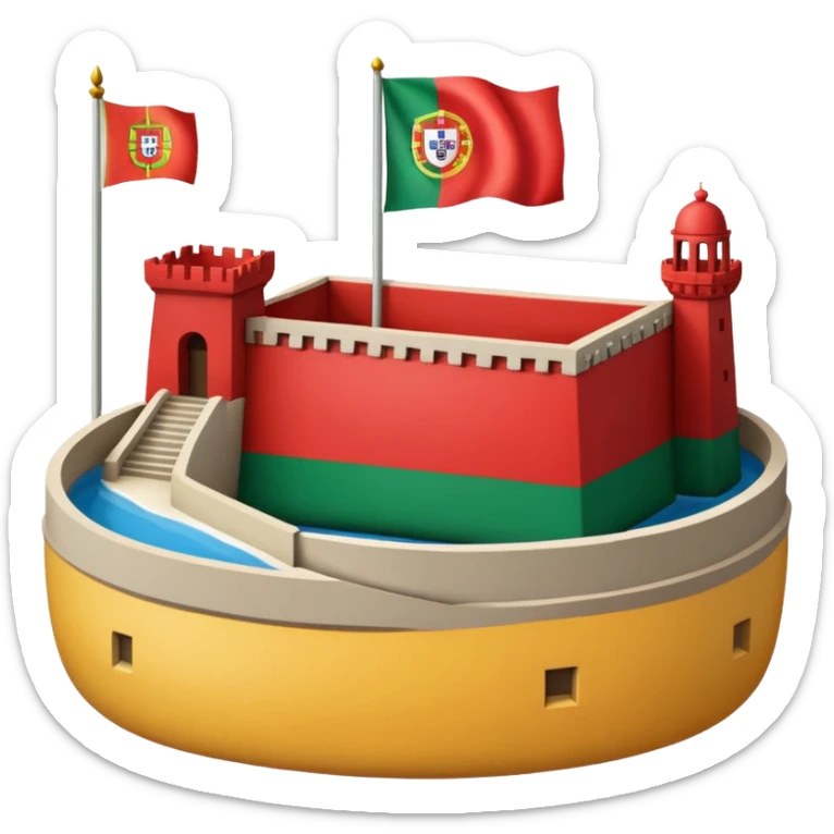 Portugal national symbols, flag, iconic landmarks, concise emoji style sticker