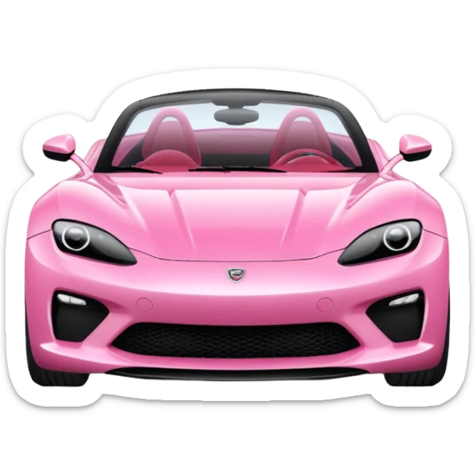pink sports car emoji, sleek and fun, apple style sticker