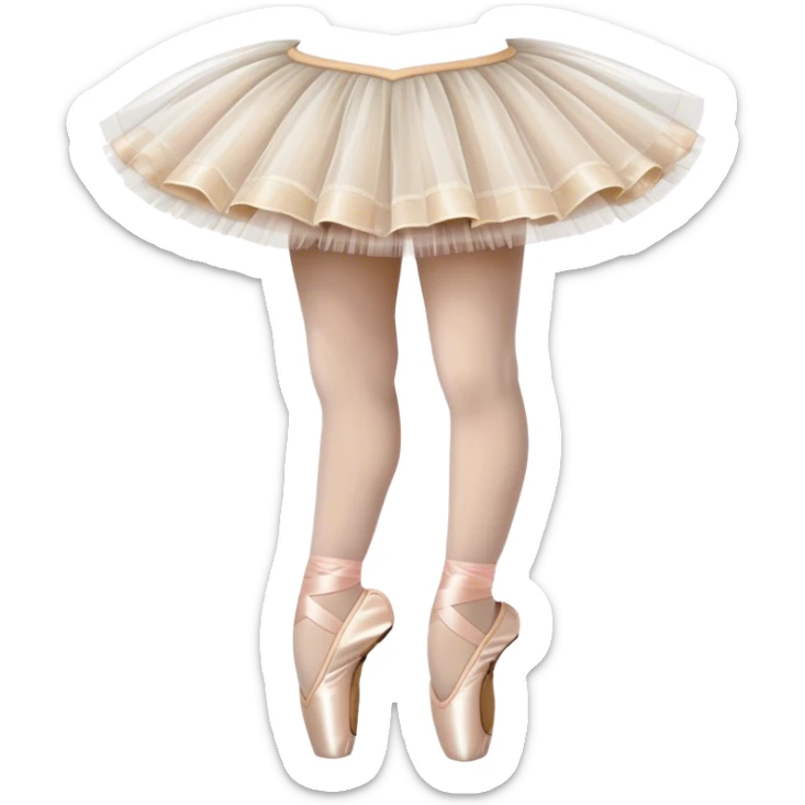 Humanless emoji for Ballet: close-up of key ballet attributes like a pair of pointe shoes, a tutu, and a ballet barre. The icon should capture the elegance and precision of ballet, with a focus on these iconic elements. Transparent background. sticker