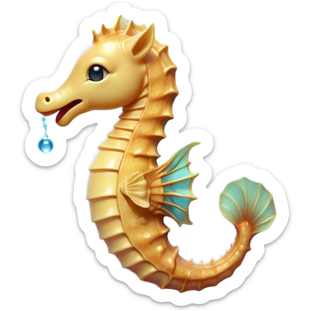 Cinematic Realistic Cute Yawning Sea Horse Portrait Emoji, Head tilted slightly with a dramatic, wide-open yawn, showcasing a soft, flowing body with gently drooping fins and half-closed, drowsy eyes rendered in delicate detail, high shine, relaxed yet expressive, styled with a dash of underwater charm, soft glowing outline, capturing the essence of a sleepy yet affectionate sea horse that appears ready to rest in tranquil water. sticker