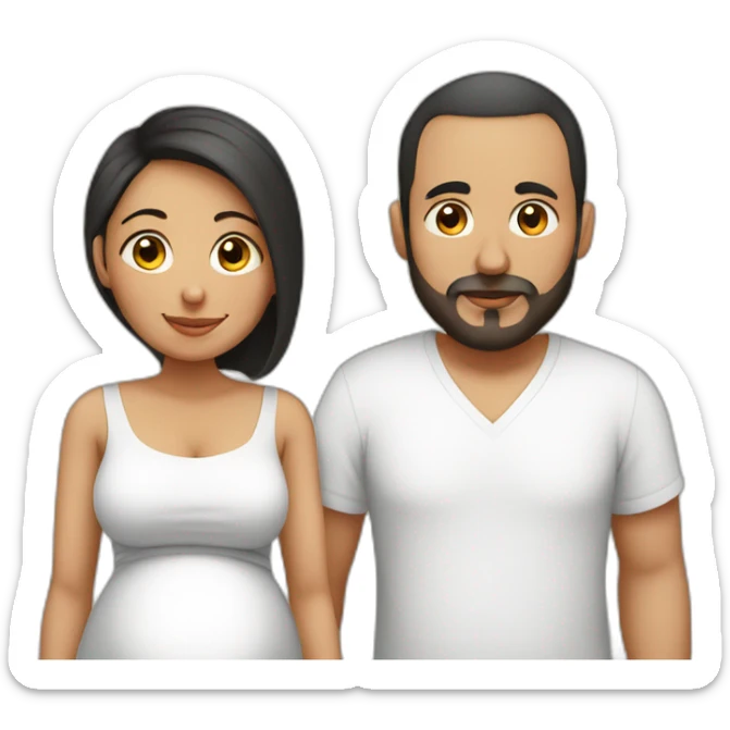 Latin pregnant wife and husband no face hair sticker