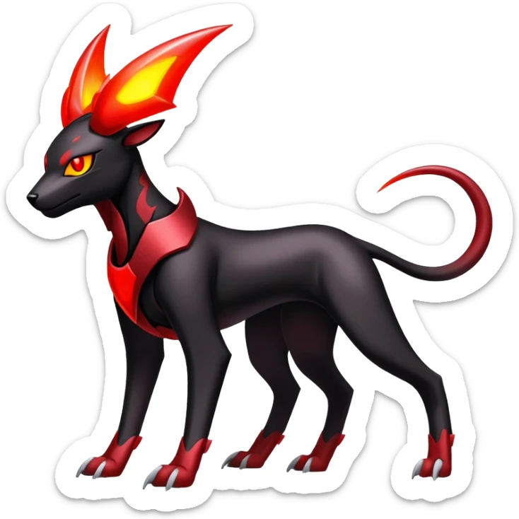 Shiny Gothic Exotic Futuristic Houndoom-Genesect-Torracat-Pokémon-Fakémon-hybrid-creature sticker