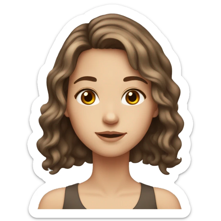 white girl with brown hair ,brown eyes, a little wavy hair sticker