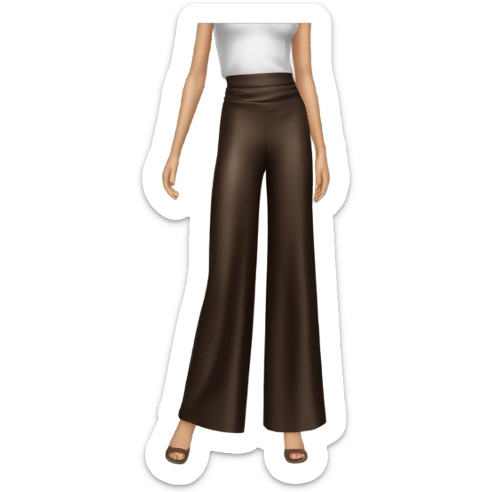 high waisted long wide leg dressy casual pants in shiny Dark Brown material sticker