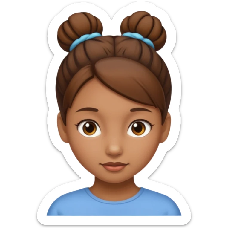 Girl with light brow skin and brown hair in bun sticker