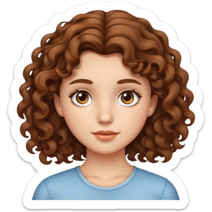 Girl with brown curly/wavy hair  sticker