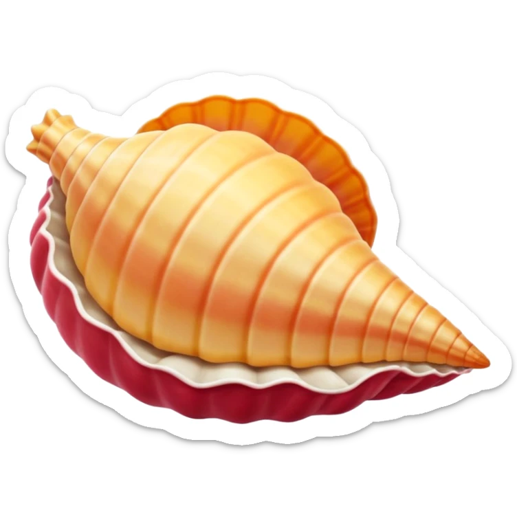 "Un emoji carino di una conchiglia di mare con una piccola rosa rossa su di essa, stile iOS". sticker