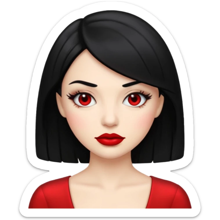 “Emoji girl, femme fatale, black hair sticker