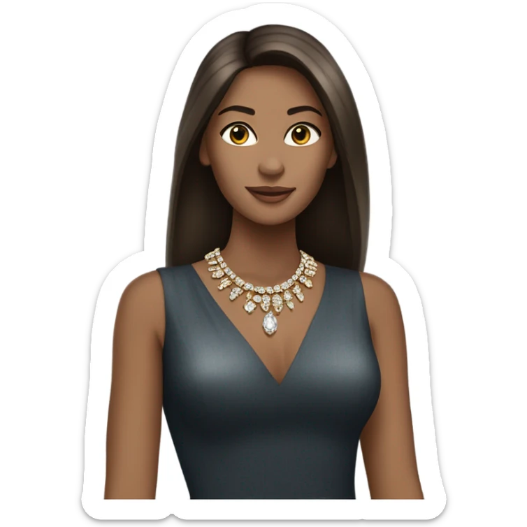 Beautiful brunette straight hair white women with jewelry  sticker