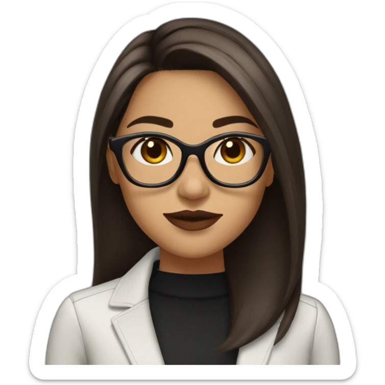 latina with glasses and dark long brown straight hair with big lips sticker