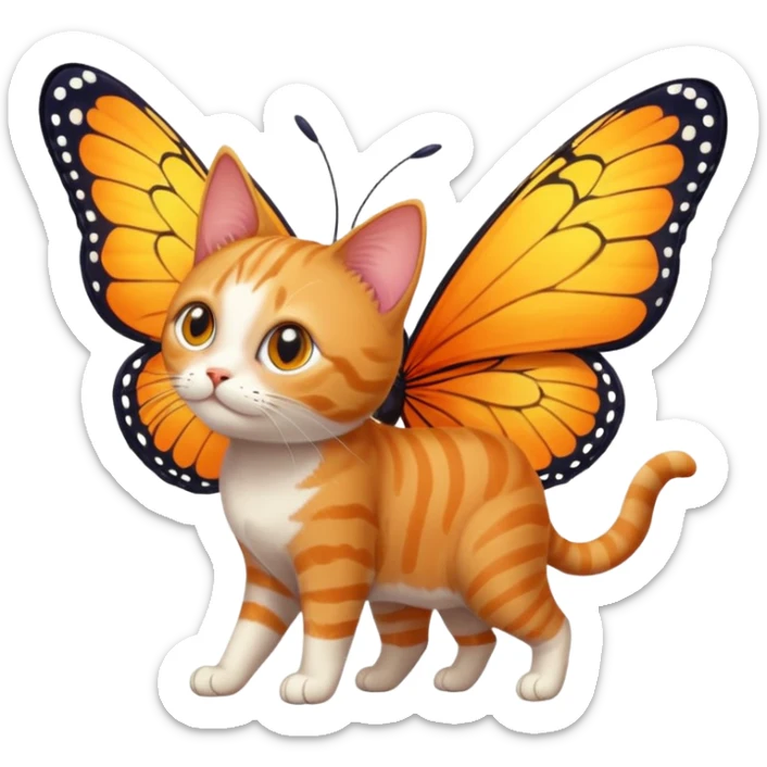 cat and the butterfly  sticker