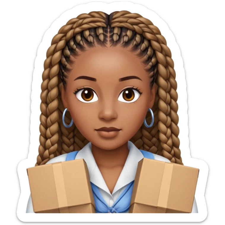 A Black woman with brown skin and box braids (long, neatly styled, possibly tied up or loose) sticker