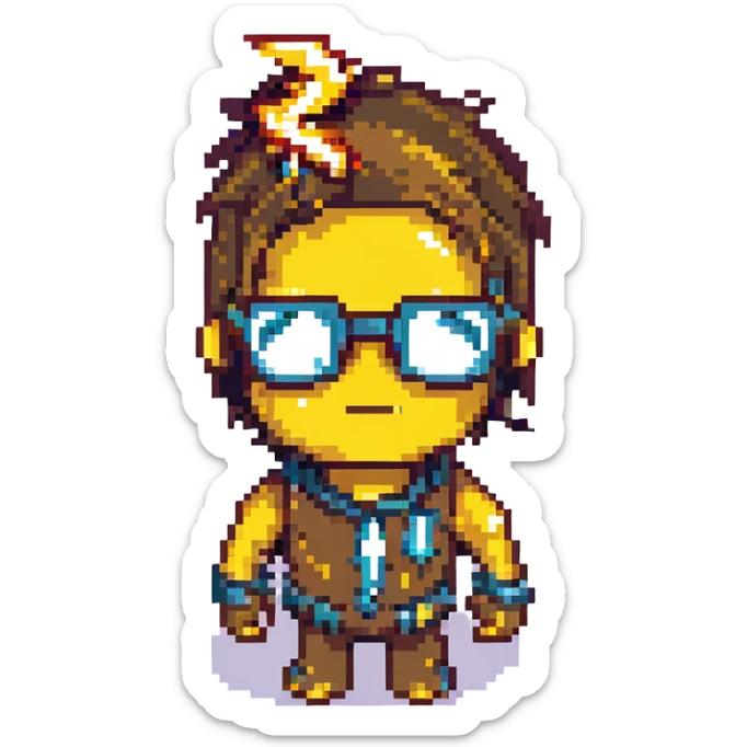Minecraft-style emoji of a Harry Potter character, blocky and pixelated, with round glasses and a lightning bolt scar sticker