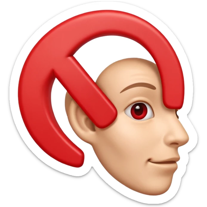 3D iPhone style emoji of a human ear with a red X mark on top, symbolizing no listening or muted, realistic ear texture, isolated on white background, soft shadows, high detail, playful and cute. sticker