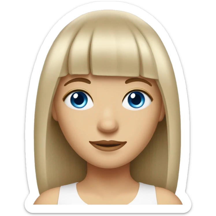 girl with light brown hair and white bangs curtain and blue eyes relaxes sticker