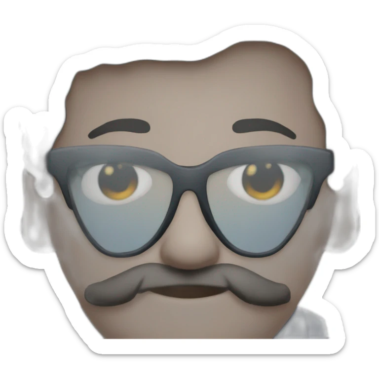 Short man with lots of black hair and beard, fat with glasses in his hair, dressed like a bum. sticker