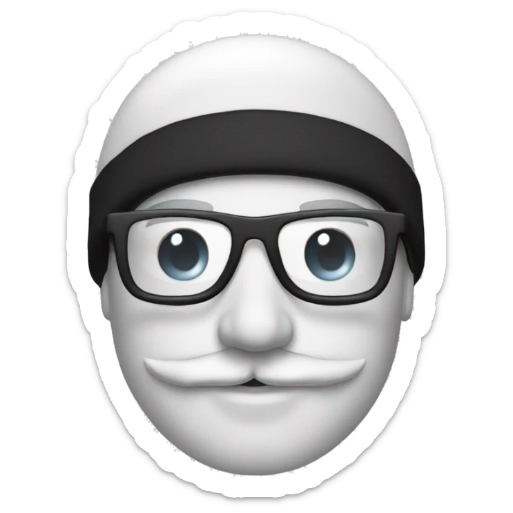 homme blanc sans cheveux avec un bonnet de ski noir des lunettes et une moustache  sticker