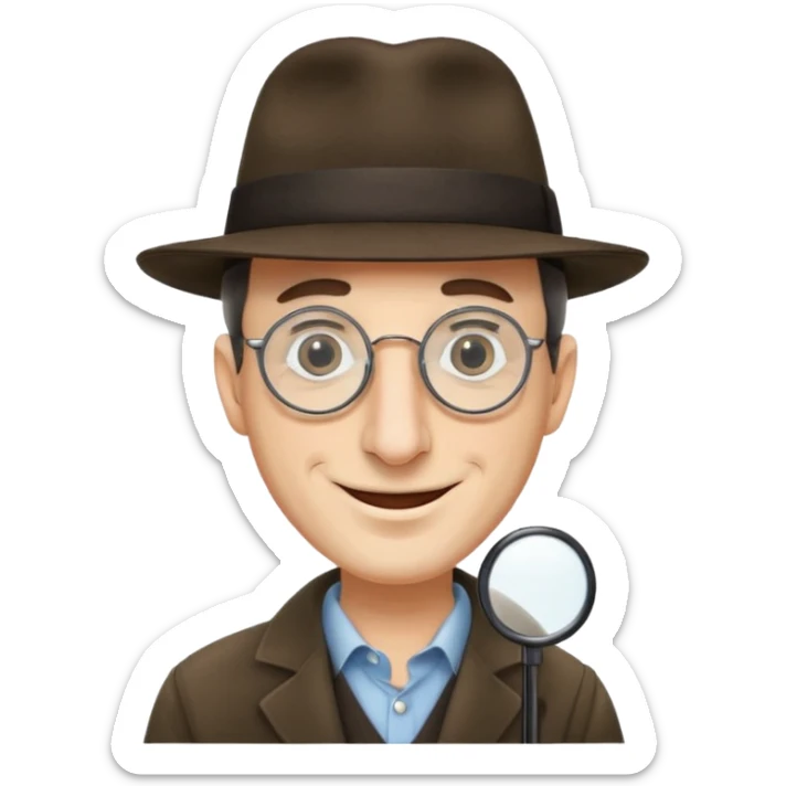 Jewish man wearing fedora with a very long nose that goes past his chin and circular glasses sticker