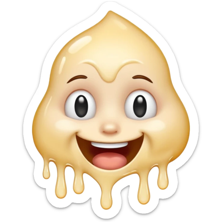 una faccina felice che si scioglie insieme a un liquido bianco sticker