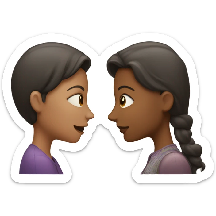 One woman whispers into the ear of another woman closing by hand sticker
