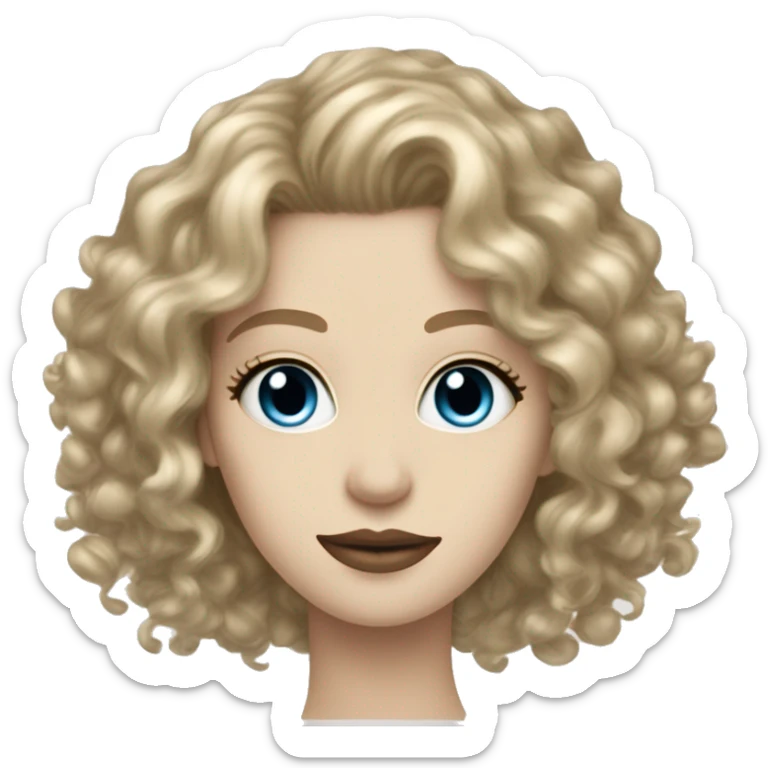 very pale skin medium curly dark blonde hair bluesmall eyes big lips sticker
