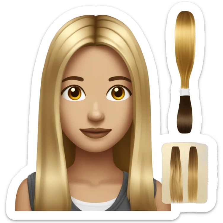 girl bong balayage brown to golden blonde caucasian straight hair sticker