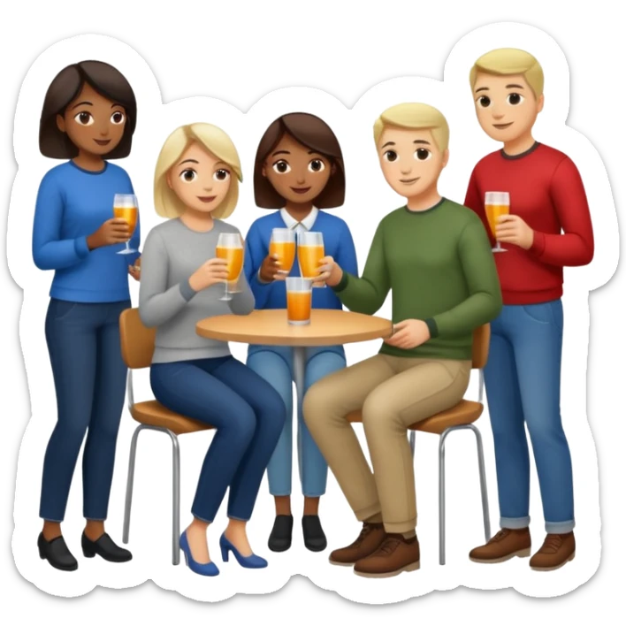 A large crowd of adults in casual clothing at an afterwork meeting sticker