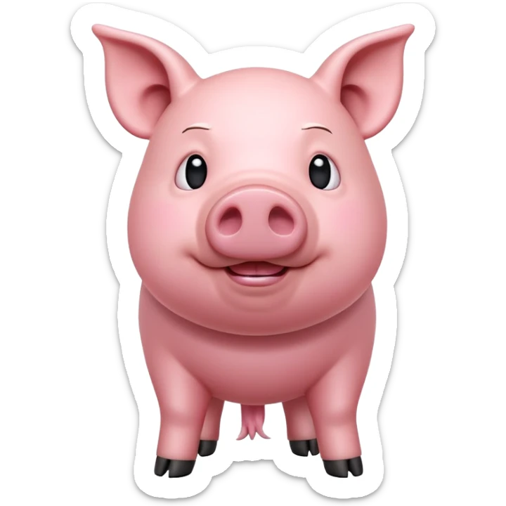 cinematic-[realistic pig]-realistic-full-body-standing-emoji,-tail-flicking-lazily,-head-tilted-dramatically,-sleek-[pink]-skin,-simplified-yet-realistic-focused-features,-highly-detailed,-glowing-with-an-almost-sarcastic-glow sticker