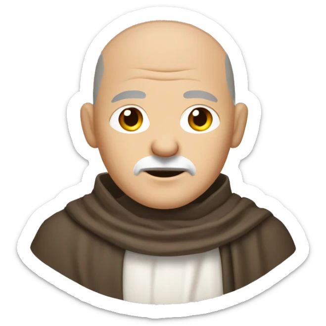 white middle age male grizzled human frier monk with buzz cut square jaw sticker