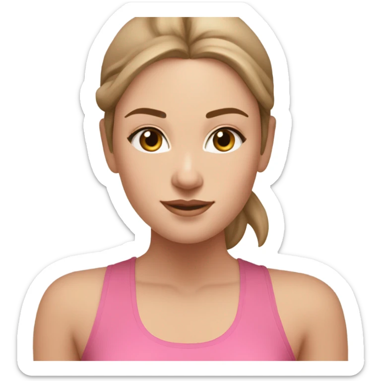 White girl light brown hair doing yoga with pink alo yoga outfit sticker