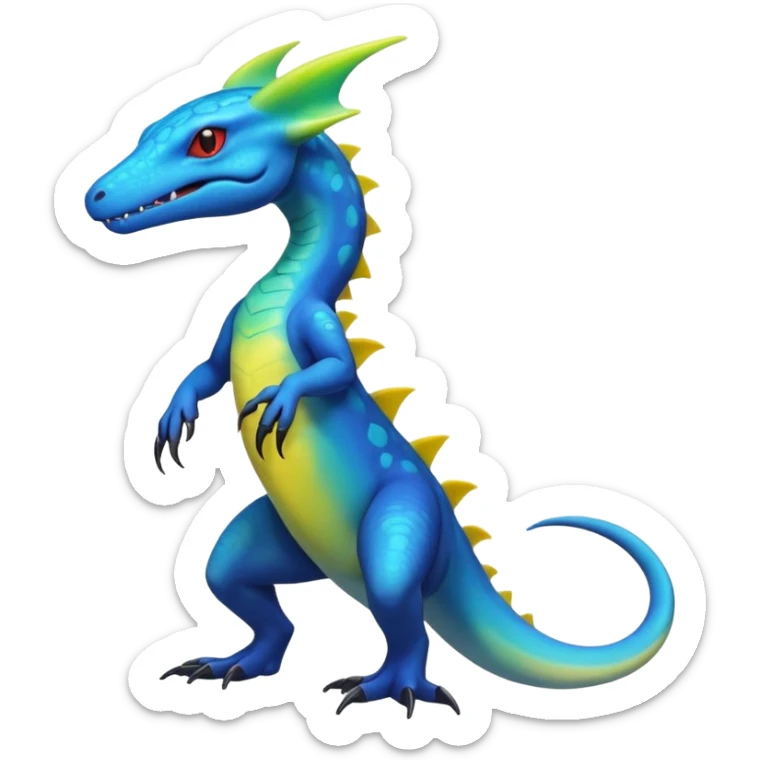 Colorful Shiny Exotic Amaura-Salandit-Aurorus-Fakémon-hybrid-creature (full body)  sticker