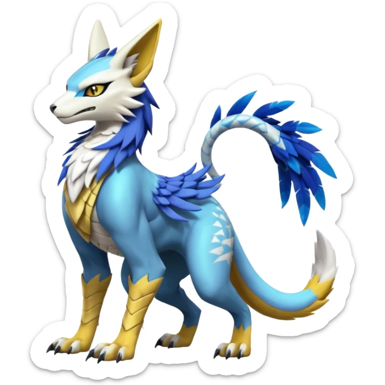 Renamon-Zeraora-Bastet-Koraidon-Latias-Vernid-Sergal-fusion-hybrid-creature sticker
