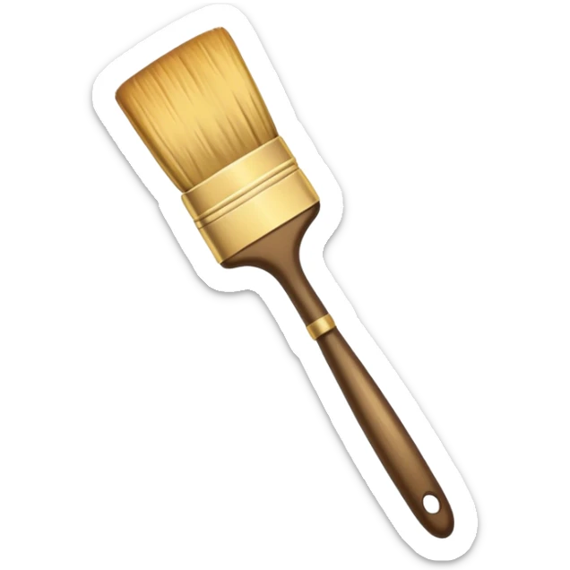 a emoji icon of a painting brush with golden colors and texture and vintag artstyle sticker