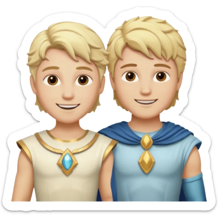 Castor and Pollux, The Twin Gods from Gods and Goddesses with blonde hair, cream outfit sticker