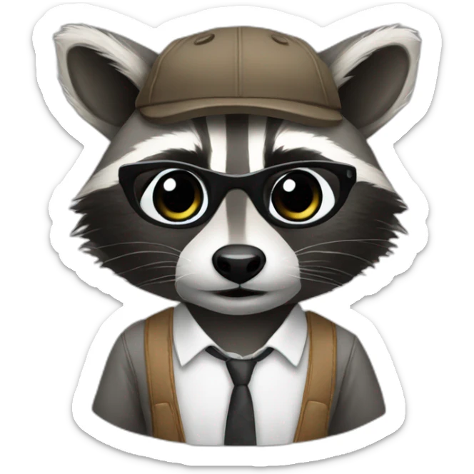 professional raccoon with shirt sticker