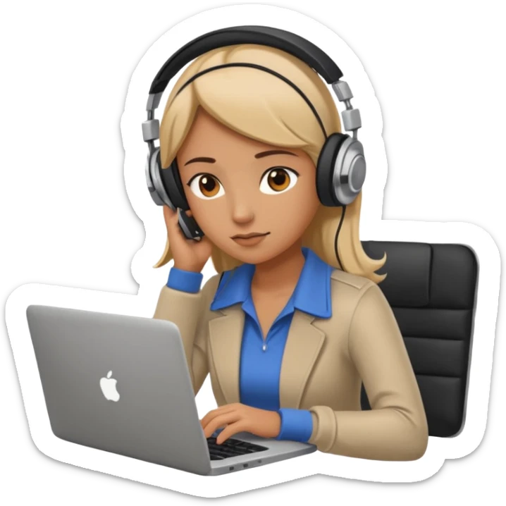 super busy female looking at the laptop and headphones do not disturb sticker