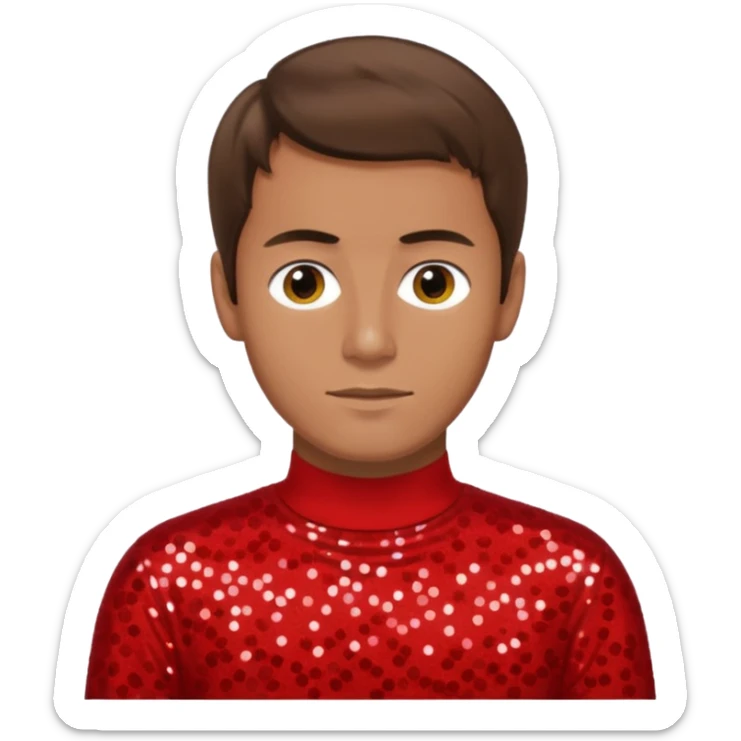 Murray Cook from The Wiggles with brown hair, red sequin skivvy shirt sticker