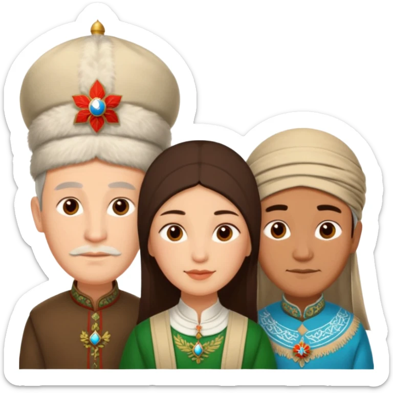 Emoji symbolizing three different cultures of Russia in the form of people (for example, Russians, Tatars, Bashkirs) sticker