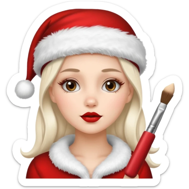 clean and vanilla girl who loves cosmetics and fashion with santa claus hat like holiday mood sticker