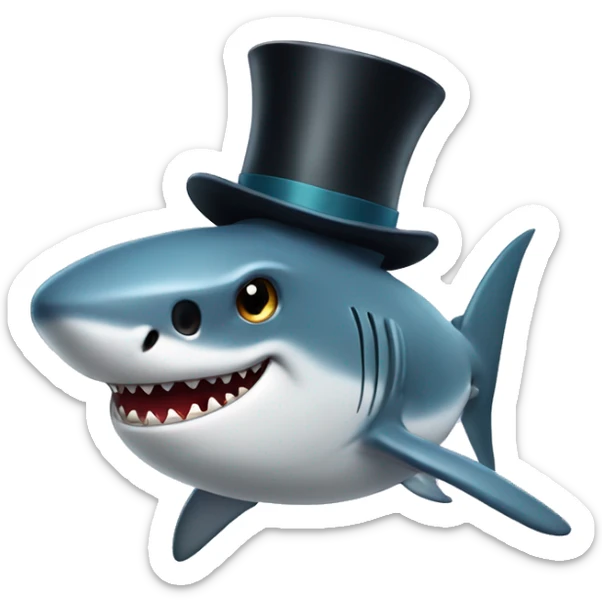Shark with a top hat sticker
