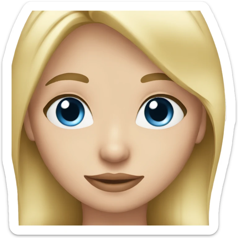 Cute woman with straight blonde hair and blue eyes sticker