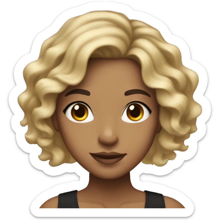 A girl with Latina makeup with wavy hair and brown hair with blonde highlights  sticker