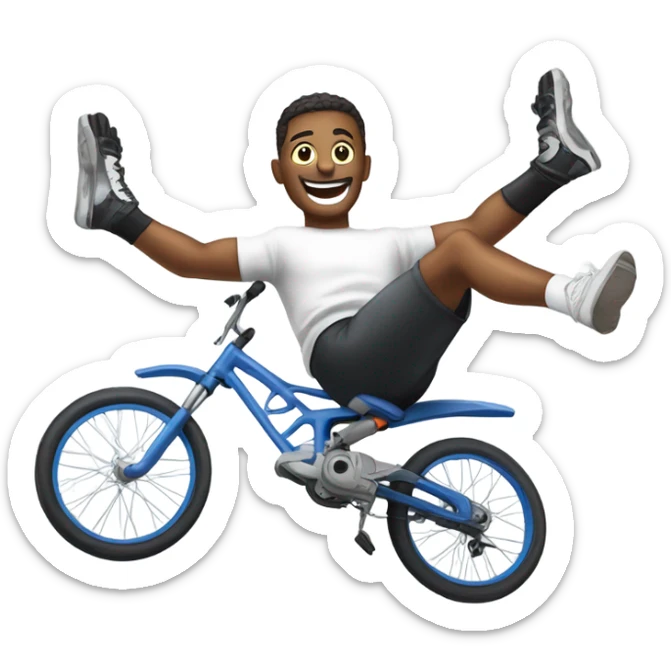 An emoji performing a bicycle kick (röveşata), with an athletic figure mid-air, leaning backward and executing a scissor motion with its legs sticker