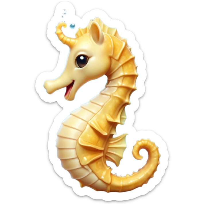 Cinematic Cute Yawning Sea Horse Portrait Emoji, Head tilted slightly with a dramatic, wide-open yawn, showcasing a petite, elegantly curved seahorse with a softly drooping tail and sleepy, half-closed eyes, Simplified yet irresistibly adorable features, highly detailed, glowing with a soft, cozy aquatic glow, high shine, relaxed yet expressive, stylized with a dash of whimsical marine charm, soft glowing outline, capturing the essence of a drowsy yet affectionate seahorse that appears ready to stretch out for a nap! sticker